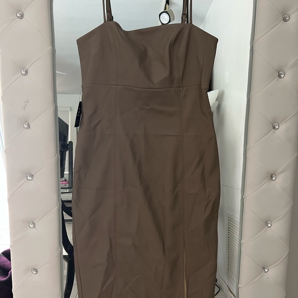 Express Faux Leather Square Neck Spaghetti Strap Dress Size S NWT - Picture 4 of 8